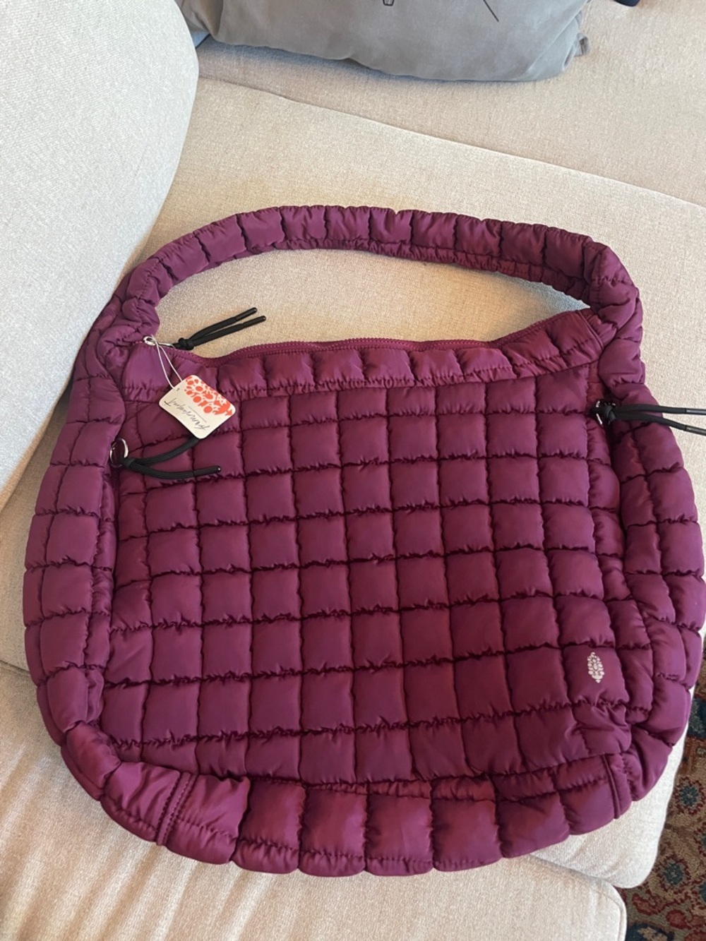 Free People FP Movement Quilted Carryall Tote- Mulberry - Picture 2 of 4